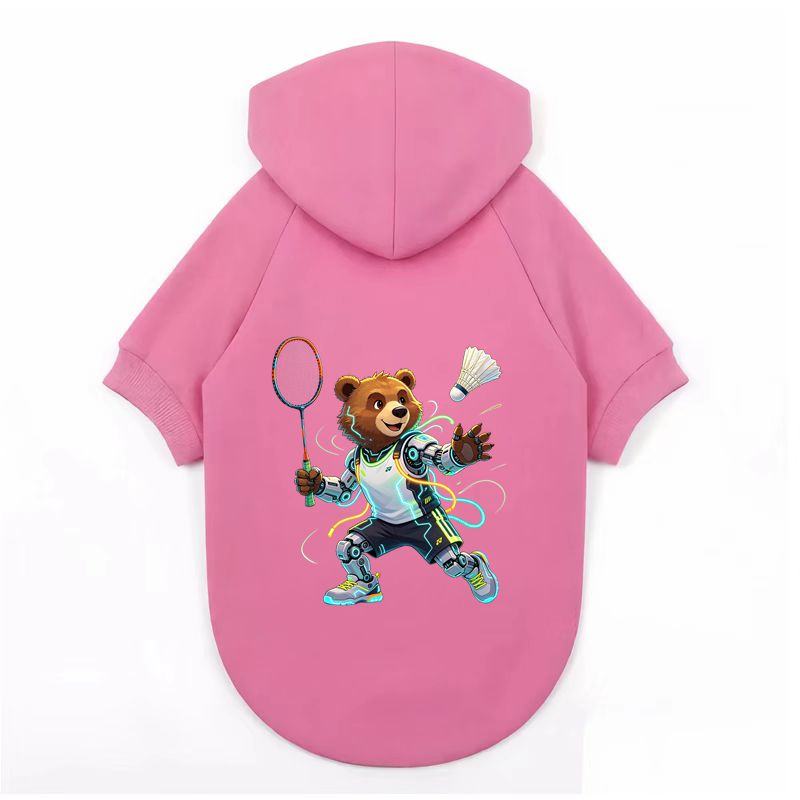 Outdoor Sport Hoodie - 귀여운 곰돌이 배드민턴 후드티, 애완동물 야외복,