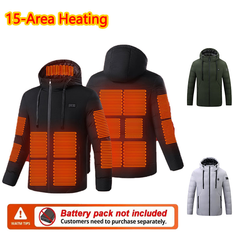 Outdoor Sport Winter Jacket - 15구역 발열 겨울 후드 재킷 남성용