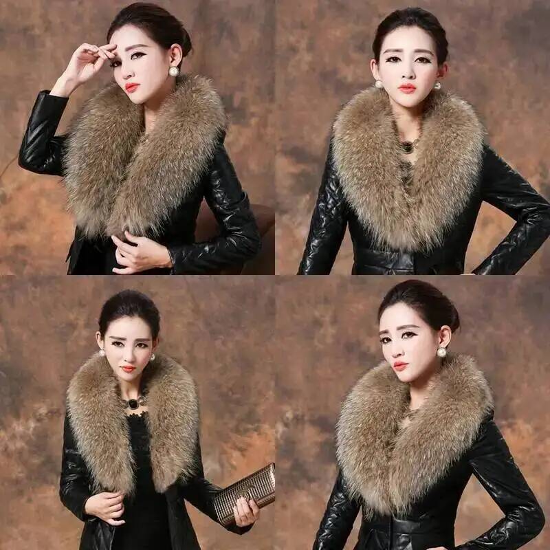 자연 너구리 모피 칼라 리얼 모피 스카프 여성 겨울 럭 - Outdoor Sport Winter Jacket 리뷰 및 가격