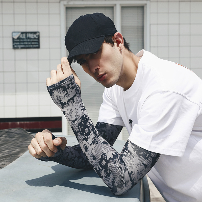 Uv 태양 팔 슬리브 남자 여름 위장 얼음 실크 긴 소 - Outdoor Sport Gloves 리뷰 및 가격