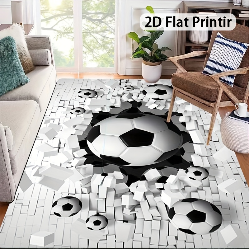 축구공 3D 효과 러그 플란넬 프린트 바닥 매트 거실  - Outdoor Sport Area 리뷰 및 가격