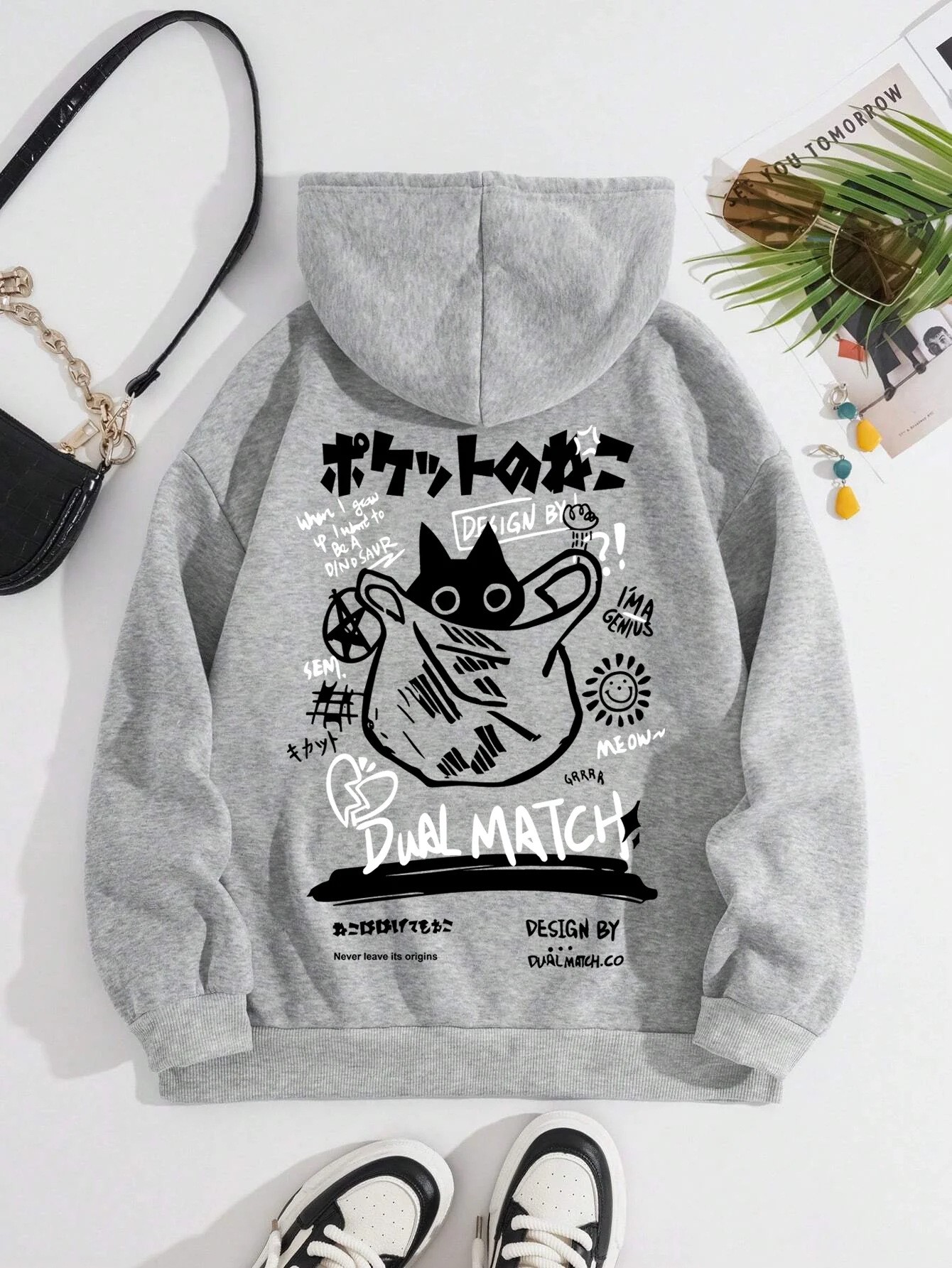 일본 스타일 검은 고양이 후드티 남성 여성 야외 스트리 - Outdoor Sport Hoodie 리뷰 및 가격