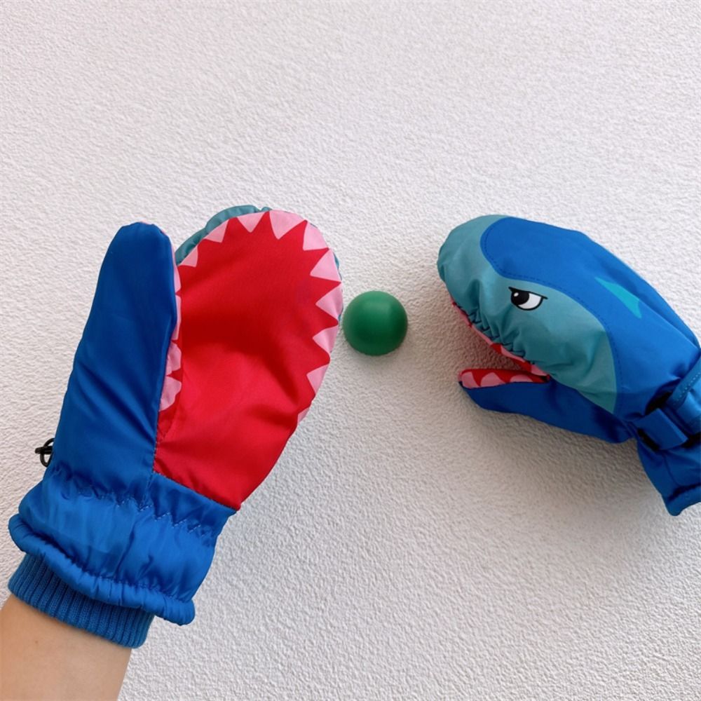 만화 어린이 스키 장갑 따뜻한 상어 패턴 스노우 보드  - Outdoor Sport Gloves 리뷰 및 가격